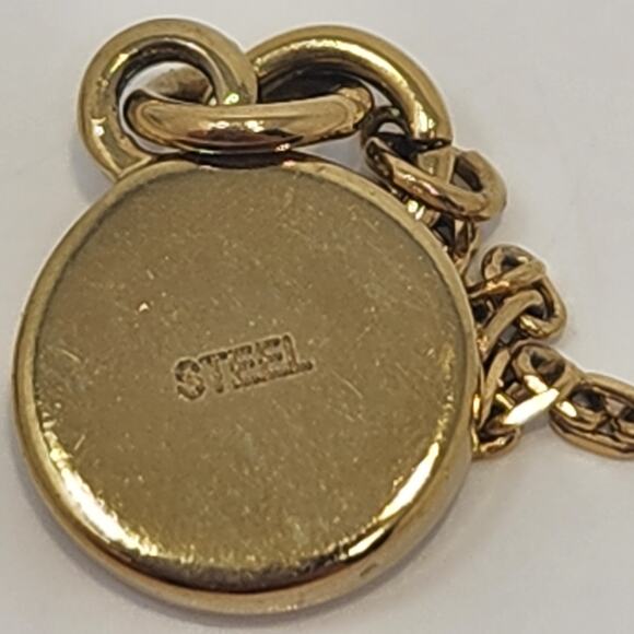 Michael Kors Logo Crystal Pave Round Pendant Chain Necklace Gold Tone Adjustable - Picture 5 of 7